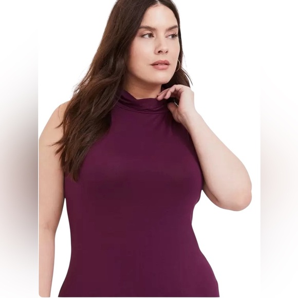 Torrid Burgundy Purple Jersey Mock Neck Bodycon Midi Dress Size: 1X - Picture 2 of 8